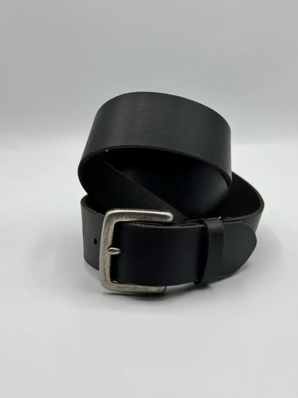 American Eagle Belt Mens Sz 38 Black Leather Buckle VTG Rugged Eagle Logo Y2K